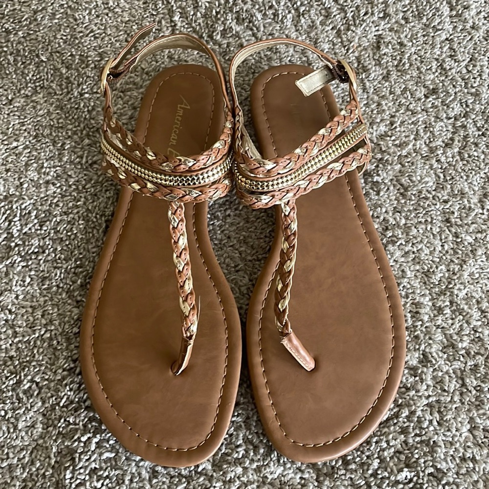 Brown Sandals with gold accents